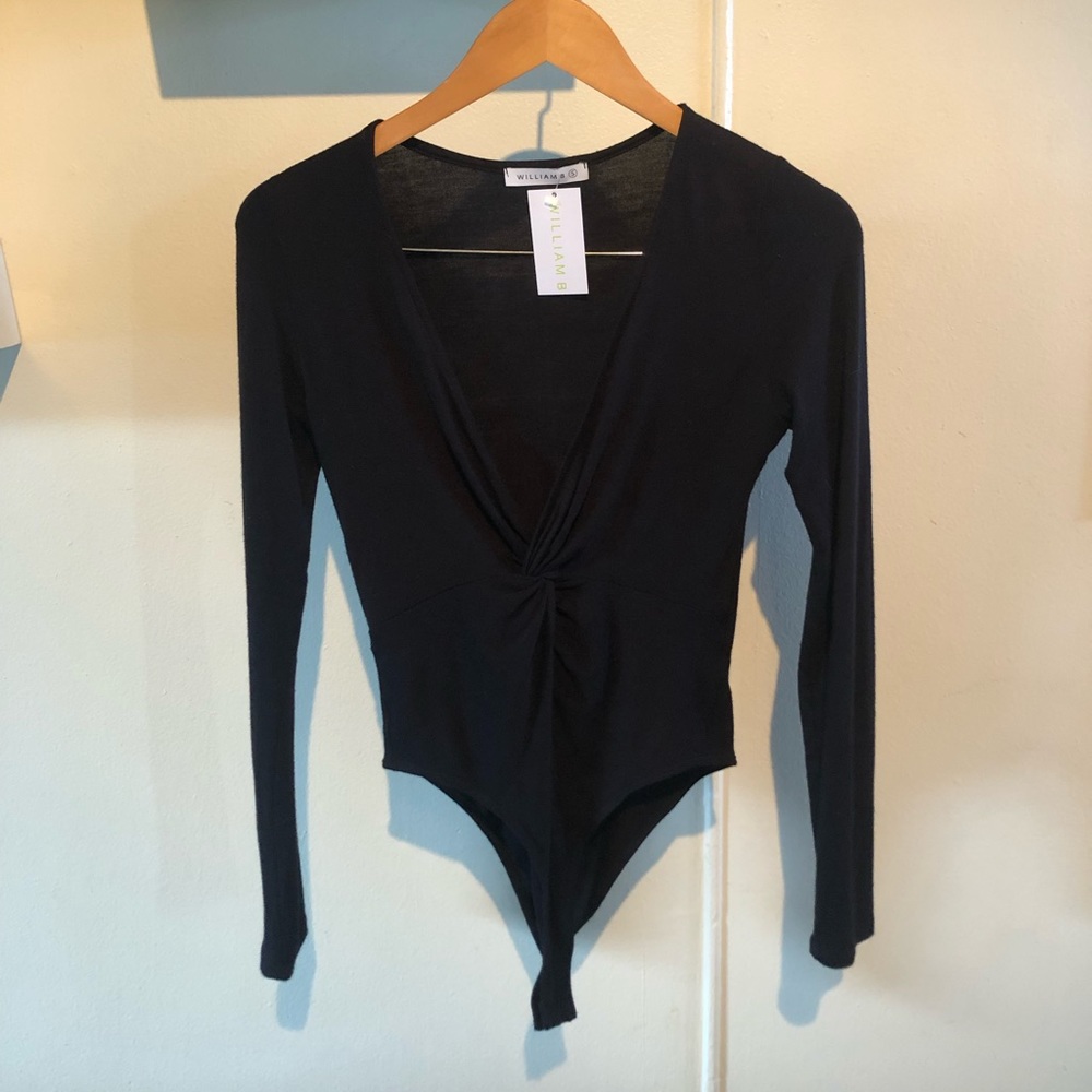William B Long Sleeve Leotard in Black NWT